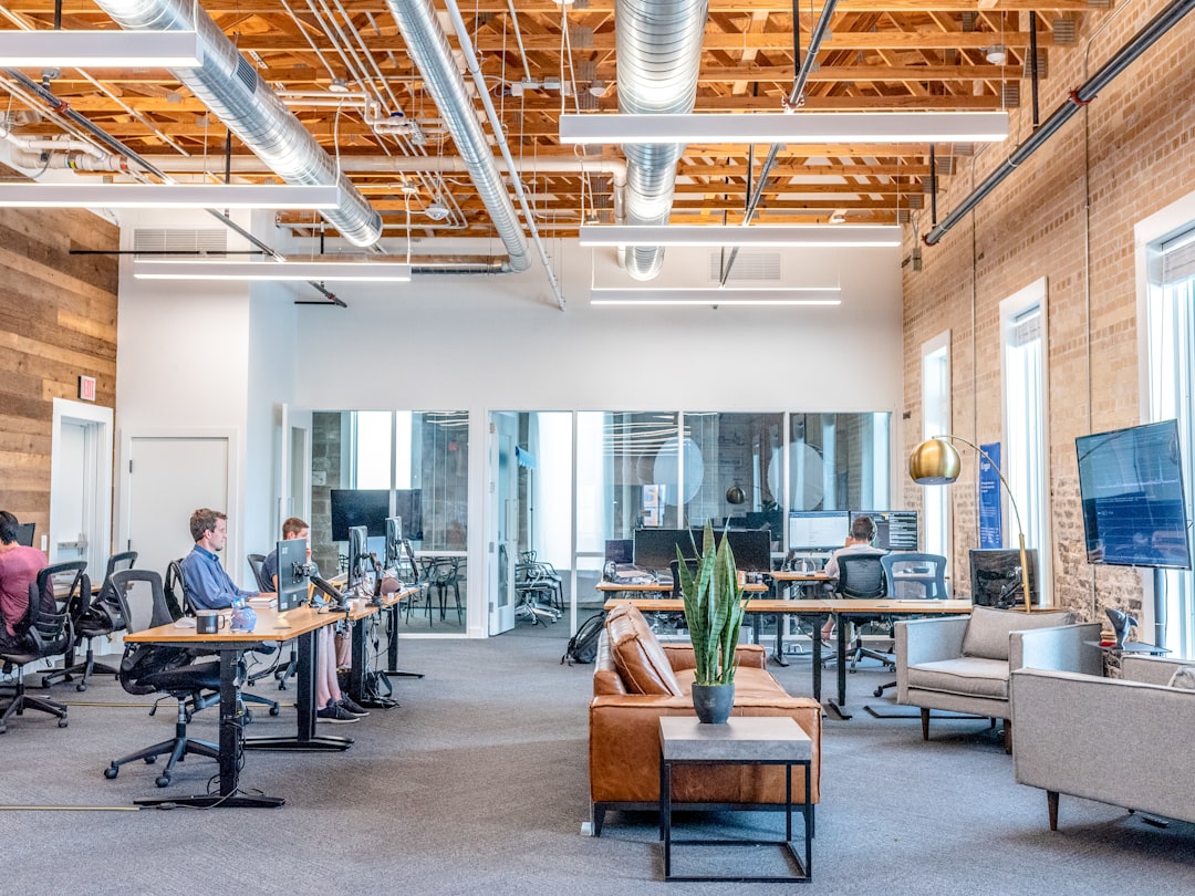Commercial interior with coordinated ceiling system