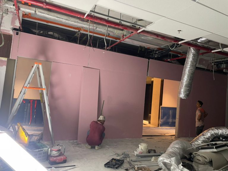 Menara Pavilion fire-rated gypsum board wall installation by Fata Bestari