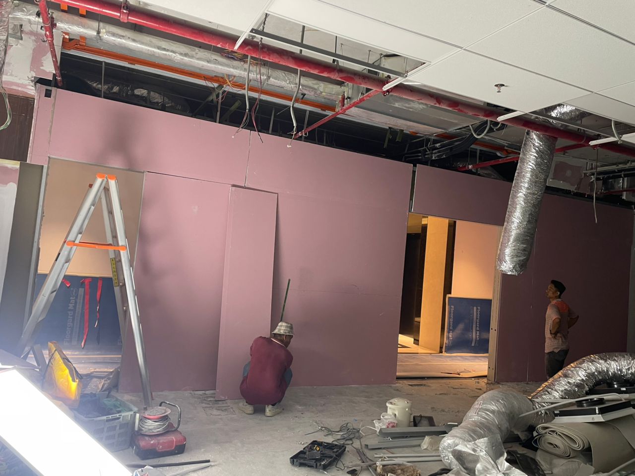Menara Pavilion fire-rated gypsum board wall installation by Fata Bestari